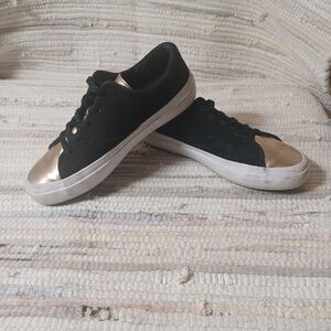 Sz 7 Sperry Women’s Haven Black and Gold, Lace Up Sneakers